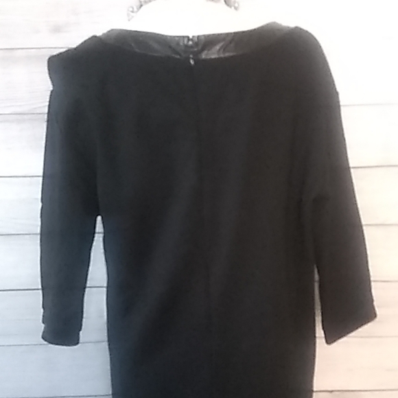 Lord & Taylor black dress w Faux leather trim - Picture 4 of 6